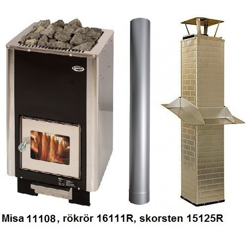 Paketpris Misa bastuaggregat 11108 för bastu 5-14 m3 inkl rökrör och skorsten