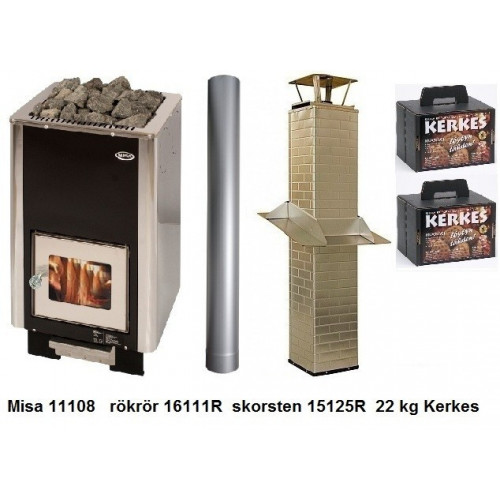 Paket Misa 11108 med rökrör, skorsten och keramisk bastusten
