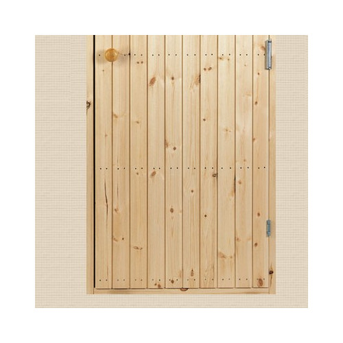 Klassisk bastudörr 70x200 cm klädd i fin furupanel, fjädergångjärn som gör den självstängande