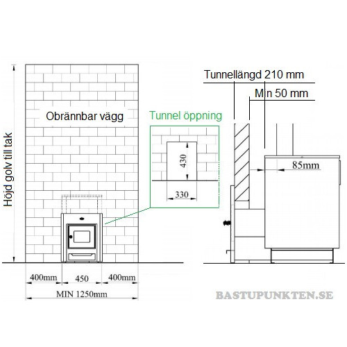 Vedeldadt bastuaggregat Misa 11208T för tunnelmontage 8-20 m3, njut av brasan i relaxen medan du eldar bastun