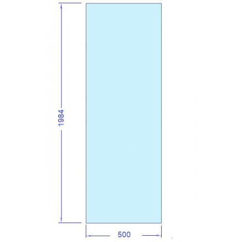 Härdat säkerhetsglas 500 x 1984 mm, t= 8 mm