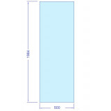 Härdat säkerhetsglas 500 x 1984 mm, t= 8 mm