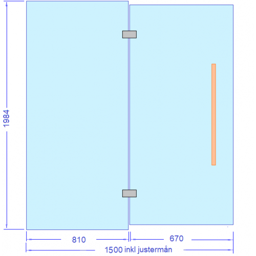 Glasvägg 1500x2000 mm