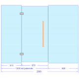 Glasvägg 2000x2000 mm till bastu, glasdörr med sidoglas 1200 mm, ett glas till om 800 mm