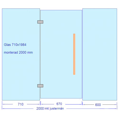 Glasvägg 2000x2000 mm