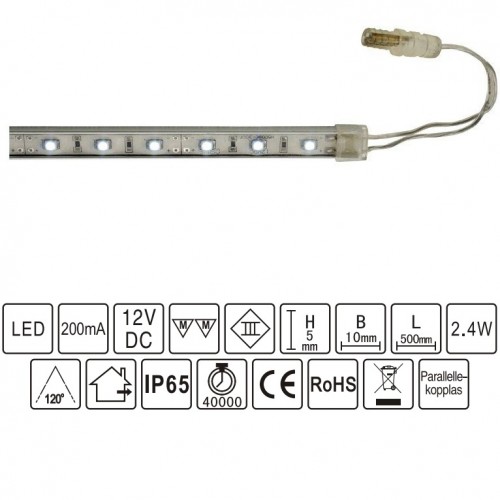 4 st LED-list för bastu, inkl drivdon och 2x 2 m kablage, monteras tex under bastulav lite framåtriktad