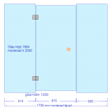 Glasvägg 1700x2000 mm inkl U-profiler och monteringskit