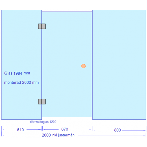 Glasvägg ekonomi 2x2 meter