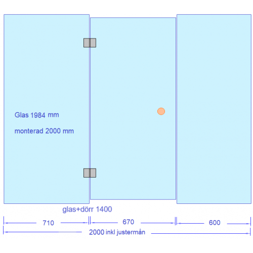 Glasvägg ekonomi 2000 mm exempel 1