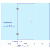 Glasvägg ekonomi 2000 mm exempel 1