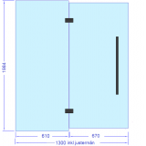 Glasdörr med sidoglas 1300x2000 mm, svarta beslag