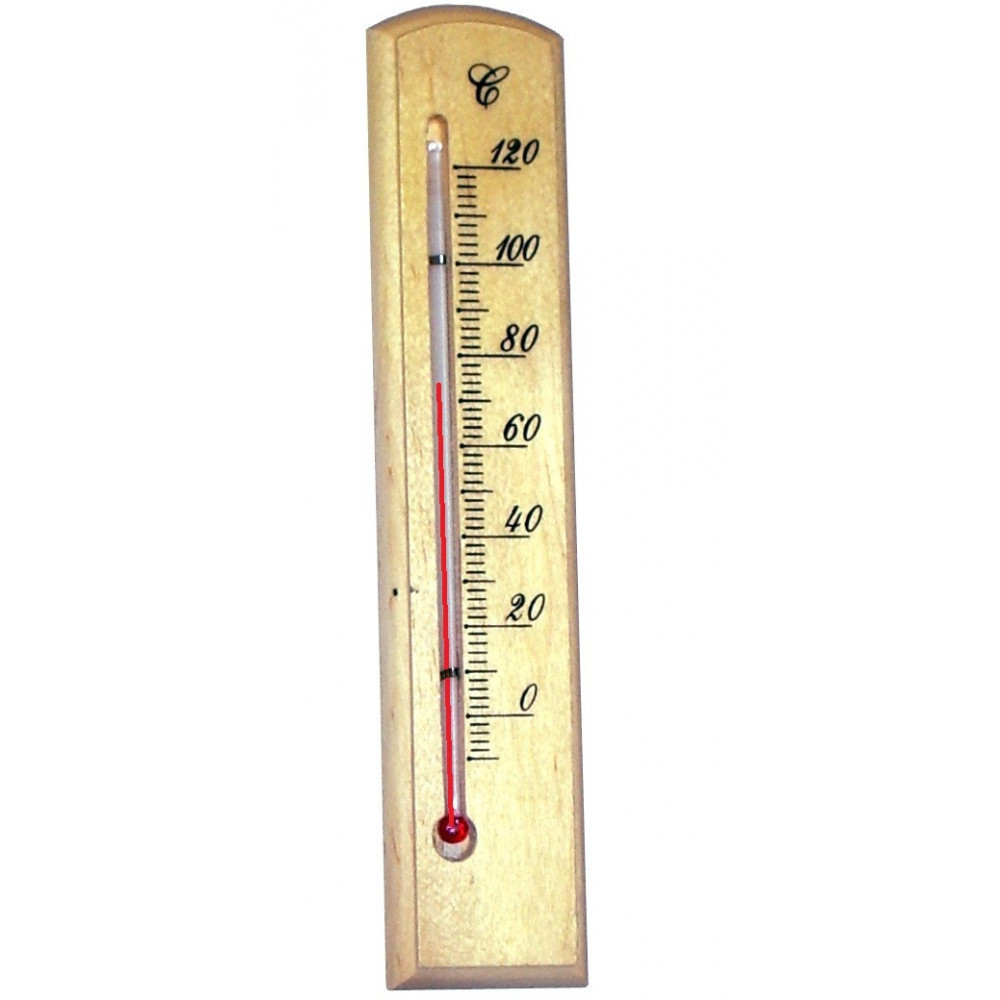 Klassisk termometer 40x200 mm som funkar bra i bastun