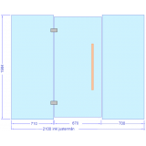 Glasvägg 2100x2000 mm till bastu, glasdörr med sidoglas 1400 mm, ett glas till om 700 mm