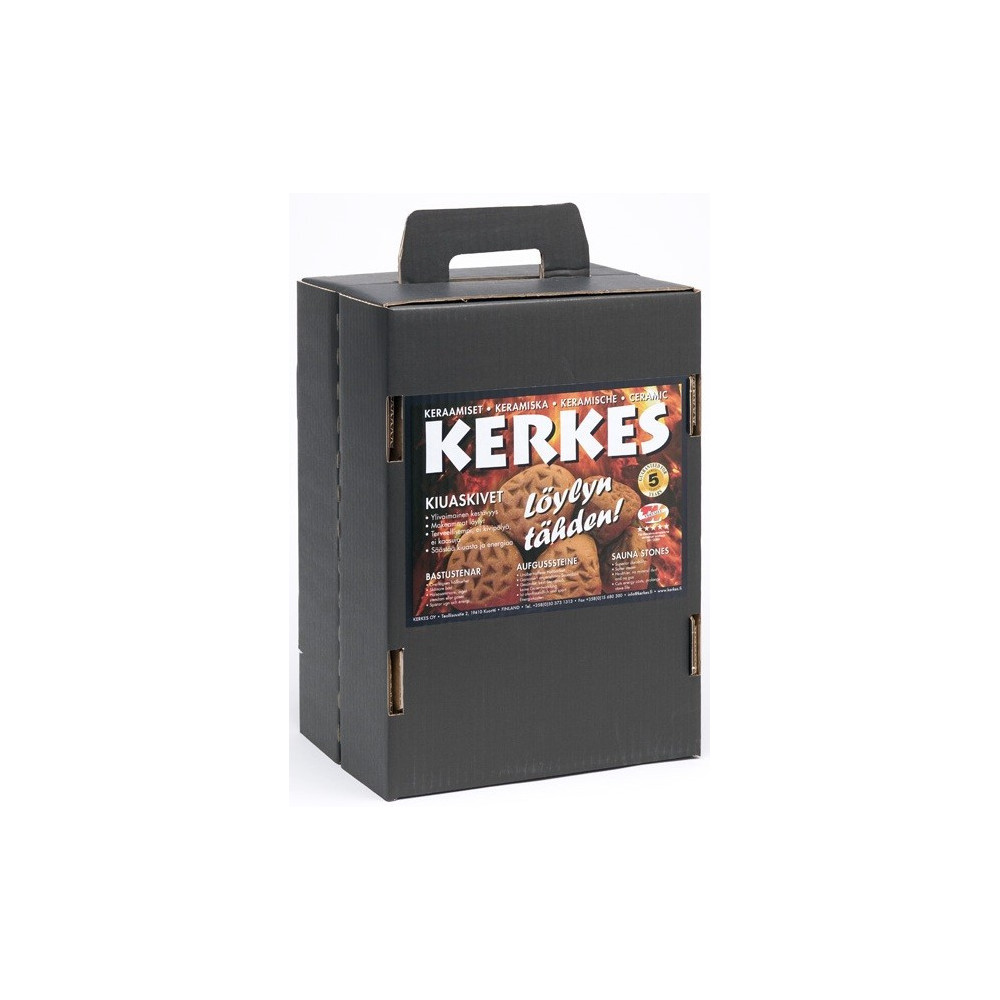 Kerkes sats 22 kg med både tetraformade toppstenar och kula för Tylö bastuaggregregat som finns på gym, simhallar etc