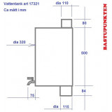 Rökrörsmonterad vattentank som rymmer 32 liter, passar alla vedeldade aggregat