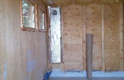 Bastu ventilation förbereds med frånluftkanal i vägg